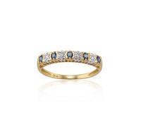 Gemondo Classic Round Blue Sapphire & Diamond Half Eternity Ring in 9ct Yellow Gold - O