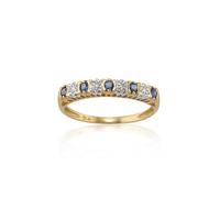 Gemondo Classic Round Blue Sapphire & Diamond Half Eternity Ring in 9ct Yellow Gold - R