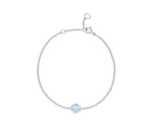 Gemondo Classic Round Blue Topaz 6 Claw Set Single Stone Bracelet in 925 Sterling Silver