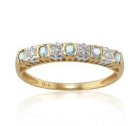 Gemondo Classic Round Blue Topaz & Diamond Eternity Ring in 9ct Yellow Gold - M