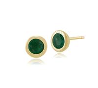 Gemondo Classic Round Emerald Bezel Stud Earrings in 9ct Yellow Gold - 9ct Yellow Gold Framed Round 0.68ct Emerald Stud Earrings