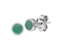 Gemondo Women's Classic Round Emerald Bezel Stud Earrings in 925 Sterling Silver in Green Gemondo Green One Size