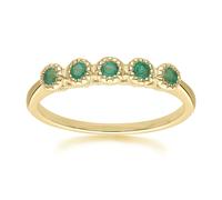 Gemondo Classic Round Emerald Five Stone Eternity Ring in 9ct Yellow Gold - L