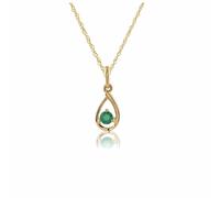 Gemondo Classic Round Emerald Pendant in 9ct Yellow Gold - 9ct Yellow Gold Single Stone 0.14ct Emerald Pendant on Chain