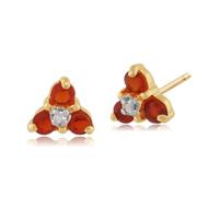 Gemondo Classic Round Fire Opal & Diamond Cluster Stud Earrings in 9ct Yellow Gold