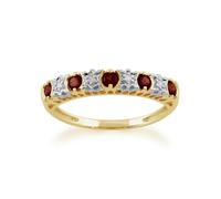Gemondo Women's Classic Round Garnet & Diamond Half Eternity Ring in 9ct Yellow Gold in Red | Size: U Gemondo Red U
