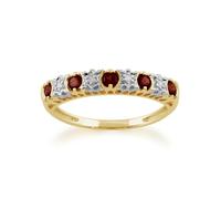 Gemondo Classic Round Garnet & Diamond Half Eternity Ring in 9ct Yellow Gold - Z
