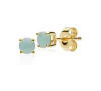 Gemondo Classic Round Jade Cabochon Stud Earrings in 9ct Yellow Gold 3.5mm