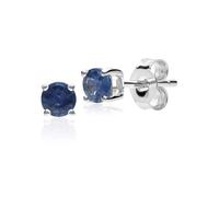 Gemondo Women 375 Gold 9ct White Gold Round Kanchanaburi Sapphire Classic Claw Set Stud Earrings Blue 3.5mm