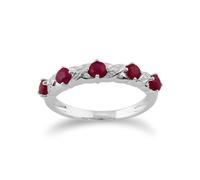 Gemondo Classic Round Ruby & Diamond Half Eternity Ring in 9ct White Gold - K