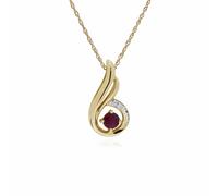 Gemondo Classic Round Ruby & Diamond Spiral Drop Pendant in 9ct Yellow Gold - 9ct Yellow Gold Ruby & Diamond Spiral Pendant with 45cm Chain