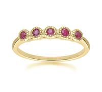 Gemondo Classic Round Ruby Five Stone Eternity Ring in 9ct Yellow Gold - L