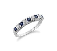 Gemondo Classic Round Sapphire & Diamond Half Eternity Band in 9ct White Gold - L