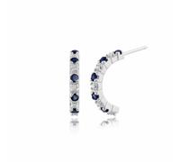 Gemondo Classic Round Sapphire & Diamond Half Hoop Style Earrings in 9ct White Gold