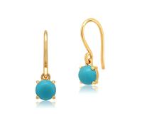 Gemondo Classic Round Turquoise Cabochon Drop Earrings in 9ct Yellow Gold