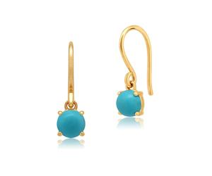 Gemondo Classic Round Turquoise Cabochon Drop Earrings in 9ct Yellow Gold