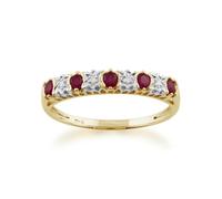 Gemondo Classic Ruby & Diamond Half Eternity 9ct Yellow Gold Ring - I