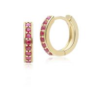 Gemondo Classic Ruby Huggie Hoop Earrings in 9ct Yellow Gold