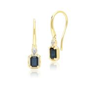 Gemondo Classic Sapphire Baguette & Diamond Drop Earrings In 9ct Yellow Gold