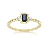 Gemondo Classic Sapphire Baguette & Diamond Ring In 9ct Yellow Gold - L