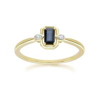 Gemondo Classic Sapphire Baguette & Diamond Ring In 9ct Yellow Gold - M