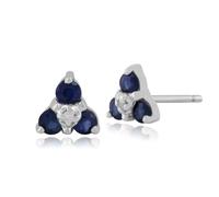 Gemondo Classic Sapphire & Diamond Cluster Stud Earrings in 9ct White Gold