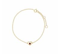 Gemondo Classic Single Stone Round Ruby Love Heart Bracelet in 9ct Yellow Gold
