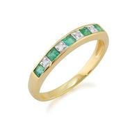 Gemondo Classic Square Emerald & Diamond Half Eternity Ring in 9ct Yellow Gold - N