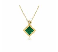 Gemondo Classic Square Emerald & Diamond Pendant in 9ct Yellow Gold