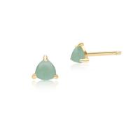 Gemondo Classic Trillion Green Jade Triangle Stud Earrings in 9ct Yellow Gold