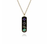 Gemondo Coded Whispers Black Enamel 'Live' Acrostic Gemstone Pendant in Gold Plated Sterling Silver
