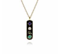 Gemondo Coded Whispers Black Enamel 'Love' Acrostic Gemstone Pendant in Gold Plated Sterling Silver