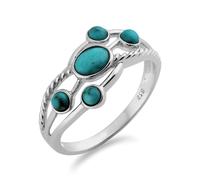 Gemondo Contemporary Oval Turquoise Cabochon Five Stone Ring in 925 Sterling Silver - R