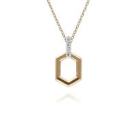 Gemondo Diamond Pave Hex Bar Pendant in 9ct Yellow Gold