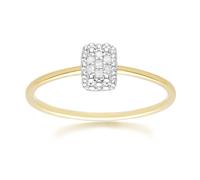 Gemondo Diamond Pave Rectangle Ring 9ct Yellow Gold - O
