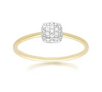 Gemondo Diamond Pave Square Ring 9ct Yellow Gold - M
