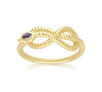 Gemondo ECFEW™ Amethyst Winding Snake Ring in Gold Plated Sterling Silver - L
