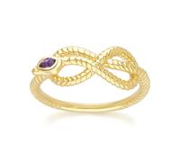 Gemondo ECFEW™ Amethyst Winding Snake Ring in Gold Plated Sterling Silver - P