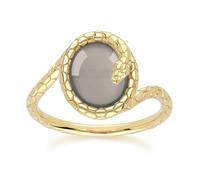 Gemondo ECFEW™ Black Moonstone Winding Snake Ring In Gold Plated Sterling Silver - L