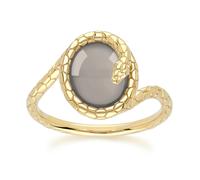 Gemondo ECFEW™ Black Moonstone Winding Snake Ring In Gold Plated Sterling Silver - M