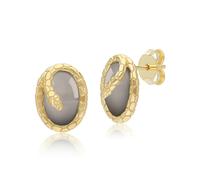 Gemondo ECFEW™ Black Moonstone Winding Snake Stud Earrings In Gold Plated Sterling Silver