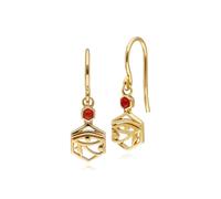 Gemondo ECFEW™ Carnelian Eye of Ra Drop Earrings In 9ct Yellow Gold