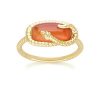 Gemondo ECFEW™ Carnelian Snake Ring in Gold Plated Sterling Silver - O
