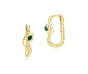 Gemondo ECFEW™ Chalcedony Snake Hoop Earrings in Gold Plated Sterling Silver