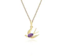 Gemondo ECFEW™ Creator Amethyst Hummingbird Pendant Necklace in Gold Plated Sterling Silver