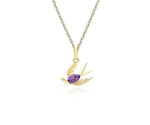 Gemondo ECFEW™ Creator Amethyst Hummingbird Pendant Necklace in Gold Plated Sterling Silver