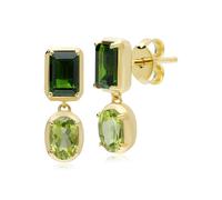 Gemondo ECFEW™ Creator Chrome Diopside & Peridot Dangle Earrings In Gold Plated Sterling Silver