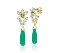 Gemondo ECFEW™ Creator Dyed Green Chalcedony, Peridot & White Topaz Earrings In Gold Plated Sterling Silver