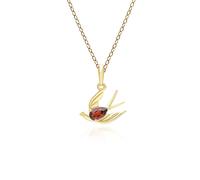 Gemondo ECFEW™ Creator Garnet Hummingbird Pendant Necklace in Gold Plated Sterling Silver