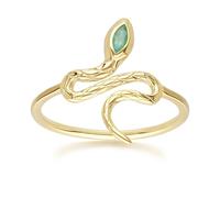 Gemondo ECFEW™ Emerald Winding Snake Ring in 9ct Yellow Gold - M